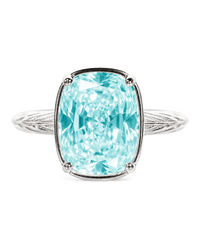 Sterling Silver Midi Elongated Cushion Aquamarine CZ Ring