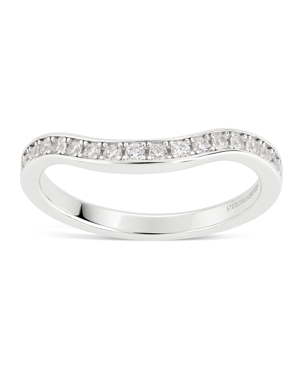Sterling Silver Pave Crescent Stacking Ring