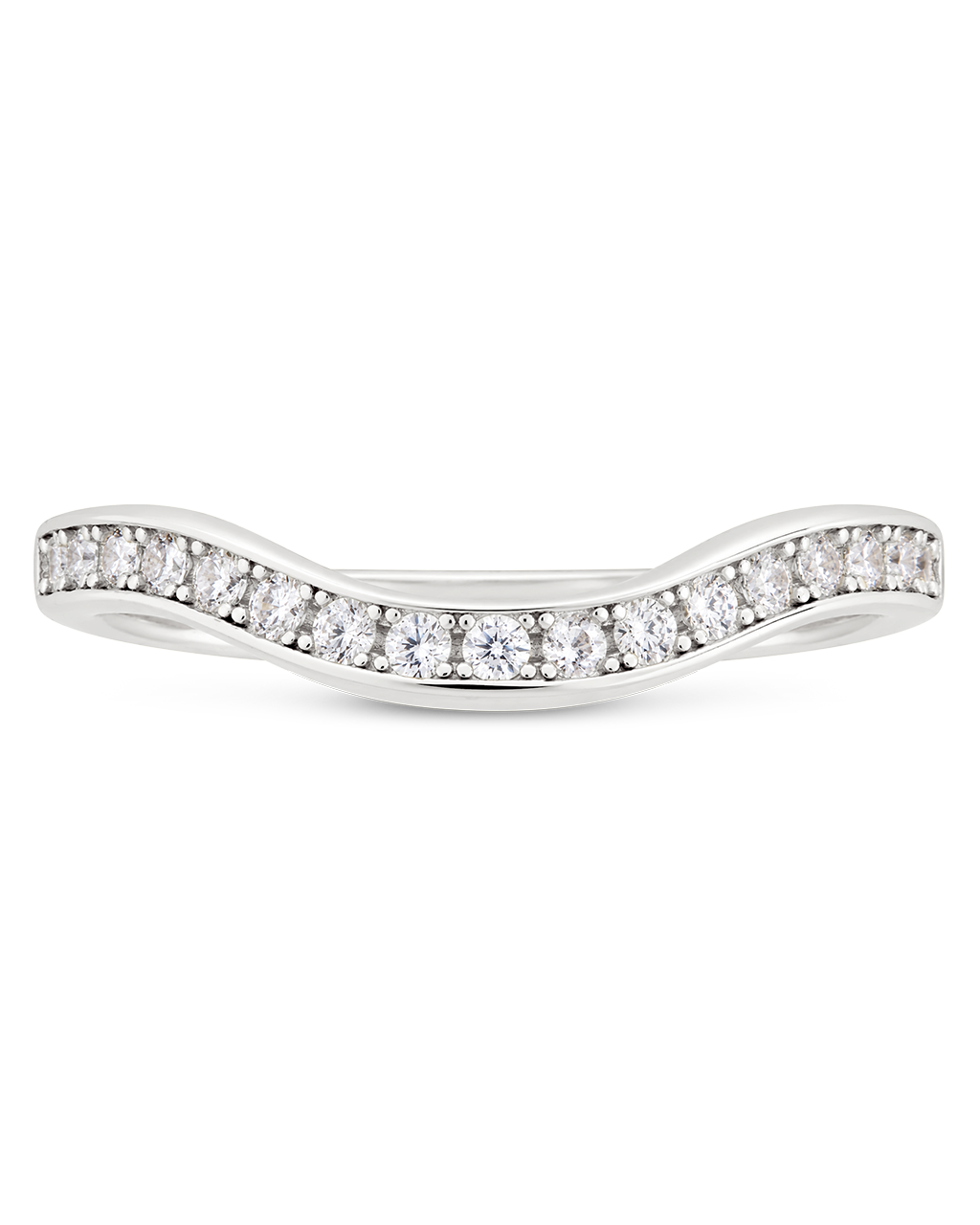 Sterling Silver Pave Crescent Stacking Ring