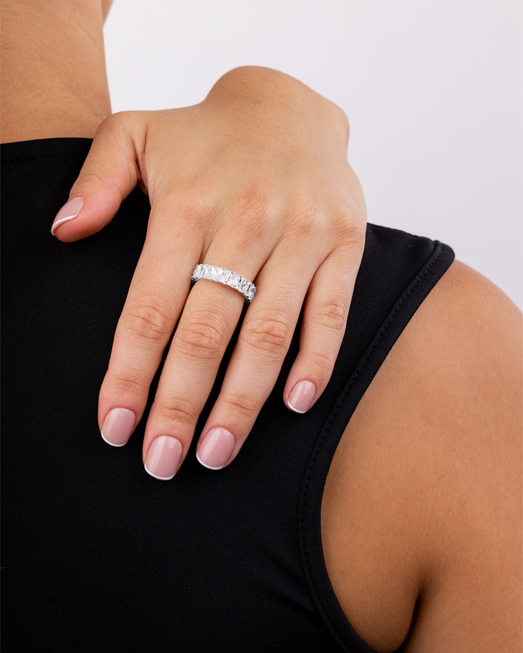 Sterling Silver Elongated Cushion Luxe Eternity Ring