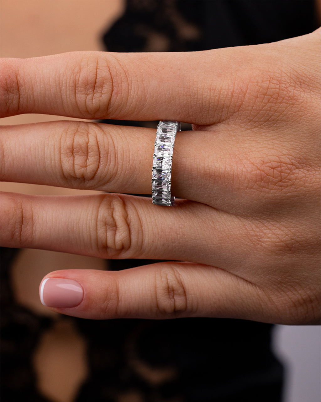 Sterling Silver Elongated Cushion Luxe Eternity Ring