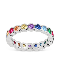 Sterling Silver Helene Bezel Rainbow CZ Ring