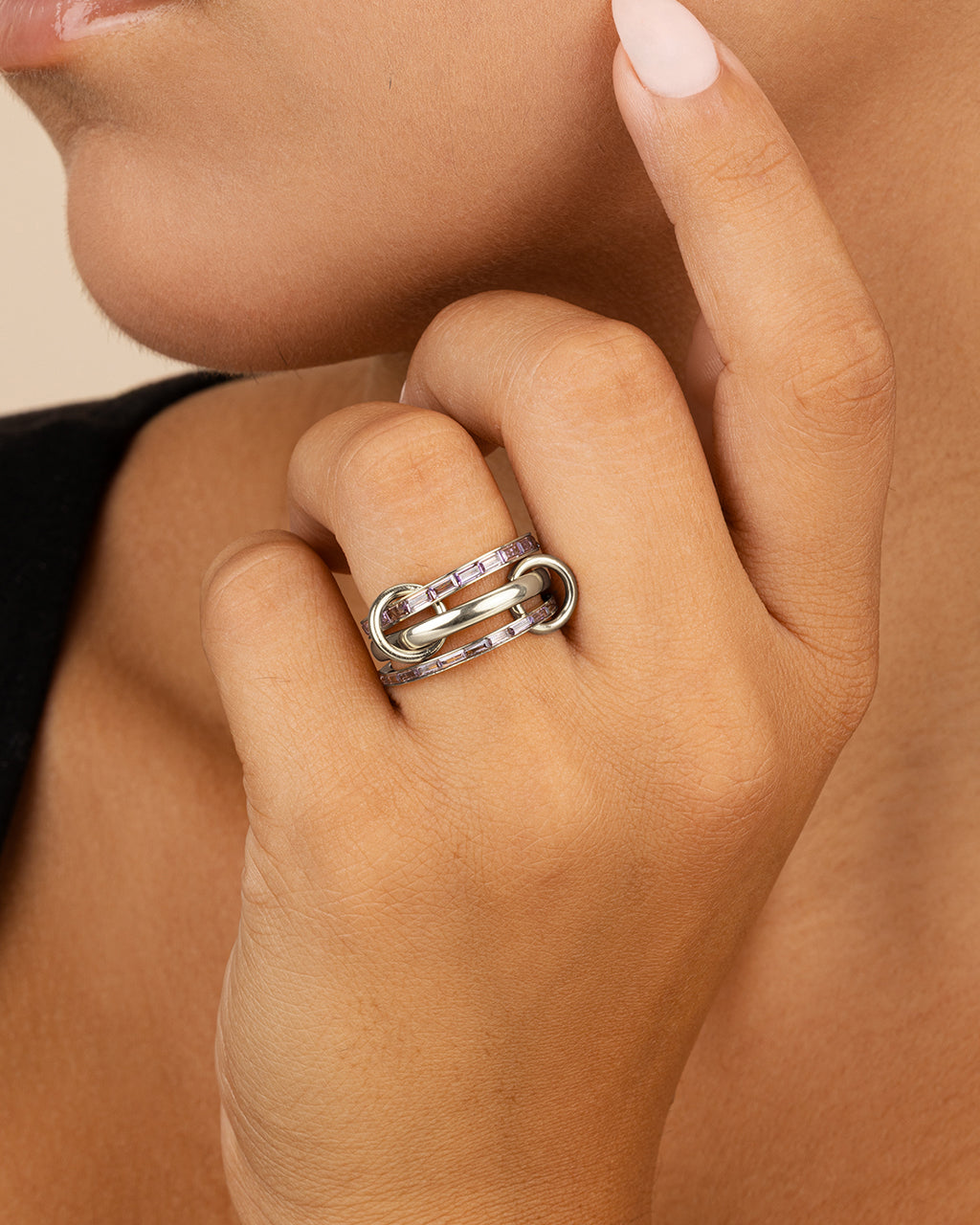 Ellis CZ Linked Stacking Ring Set