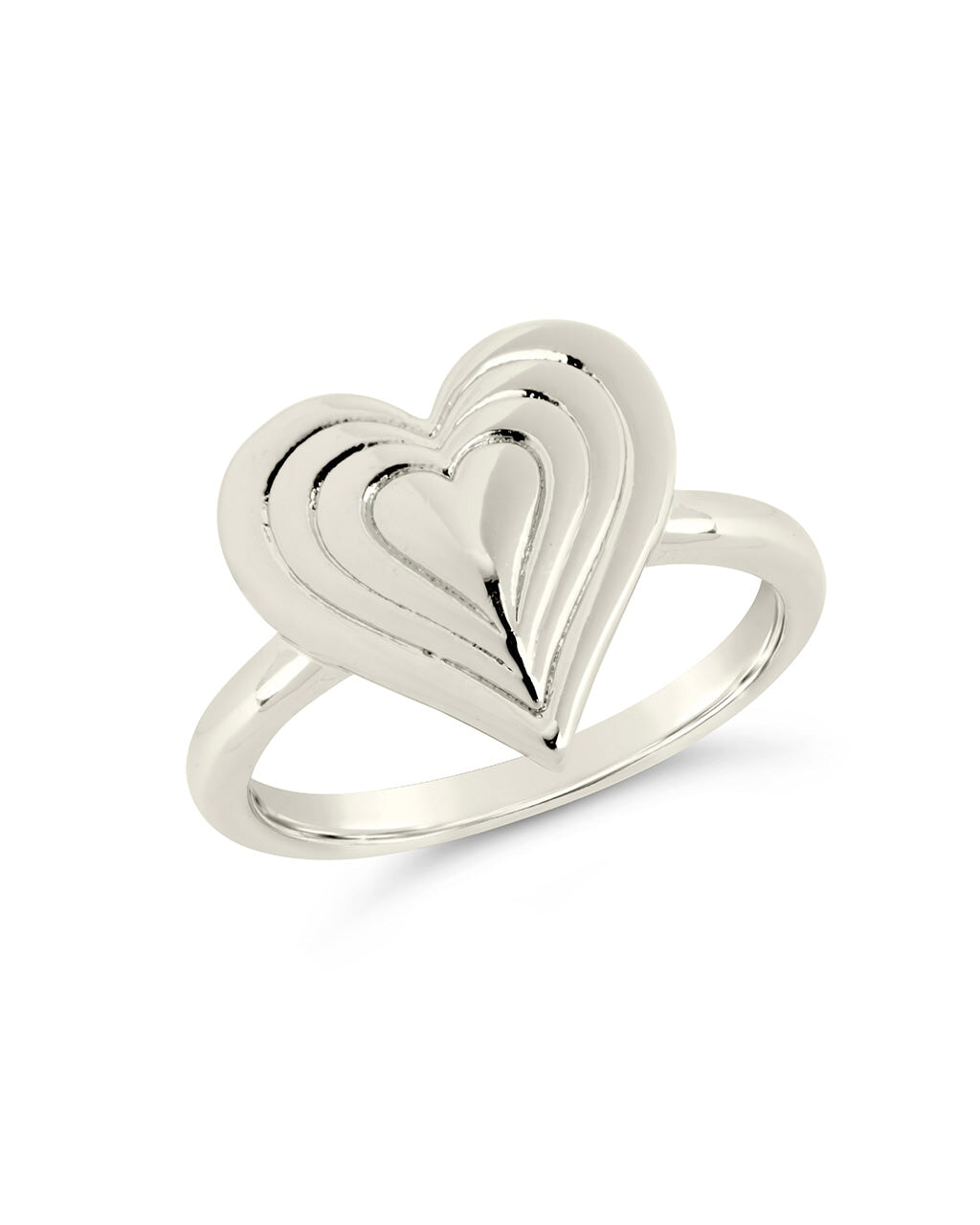 925 Sterling Silver Rhodium-Plated Heart Shaped Adjustable Finger Ring–  Inddus.in
