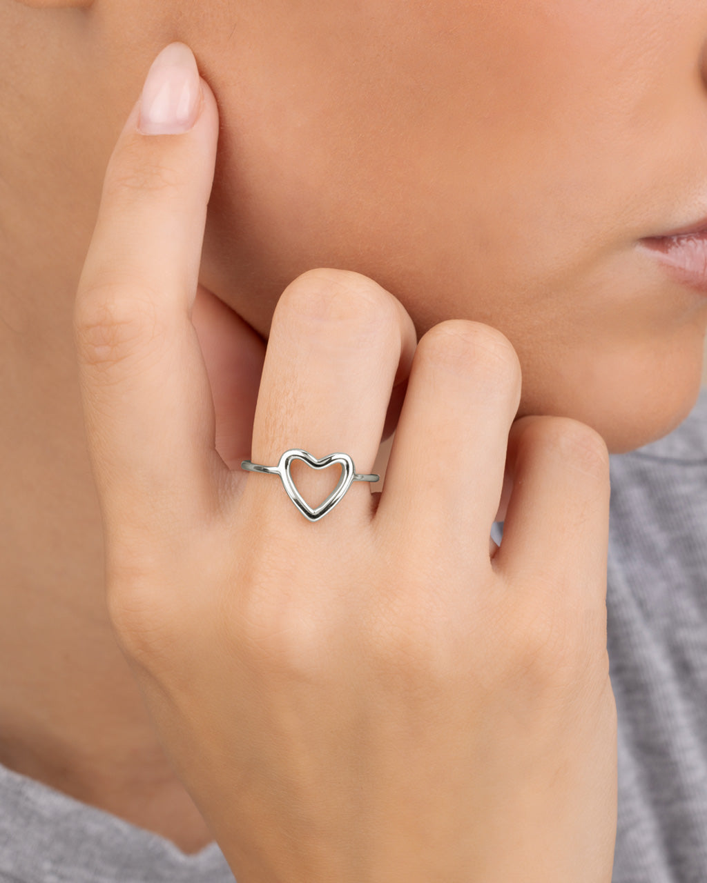 Sterling Silver Open Heart Ring