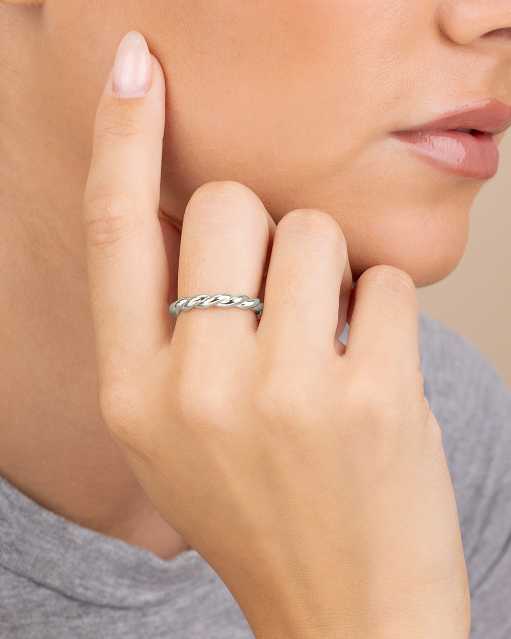 Sterling Silver Nixie Twist Band Ring