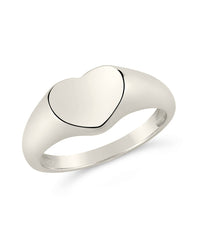 Sterling Silver Cora Heart Signet Ring - Sterling Forever