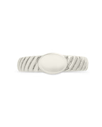 Sterling Silver Dixie Ribbed Signet Ring - Sterling Forever