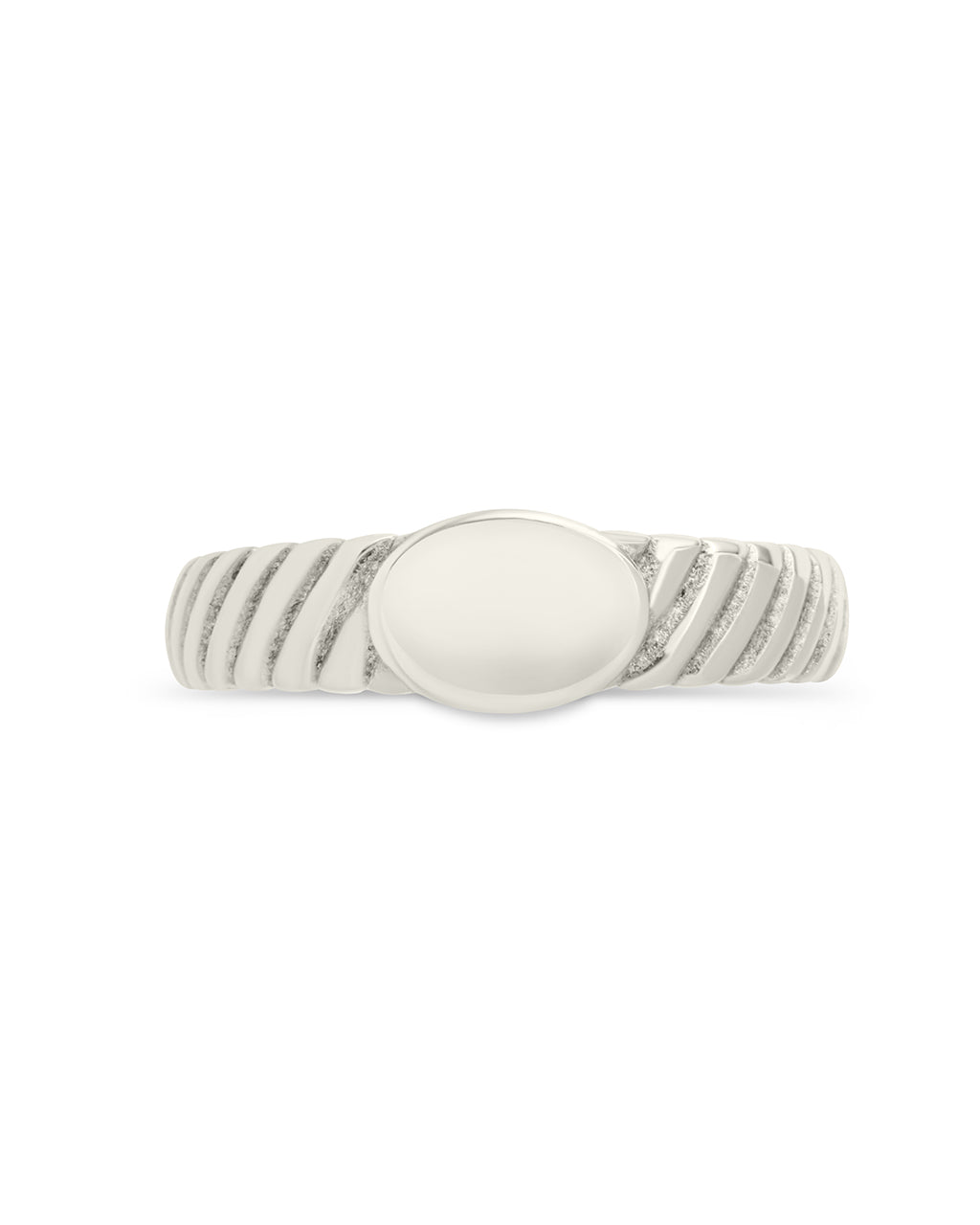 Sterling Silver Dixie Ribbed Signet Ring - Sterling Forever