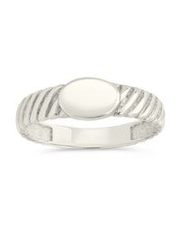 Sterling Silver Dixie Ribbed Signet Ring - Sterling Forever