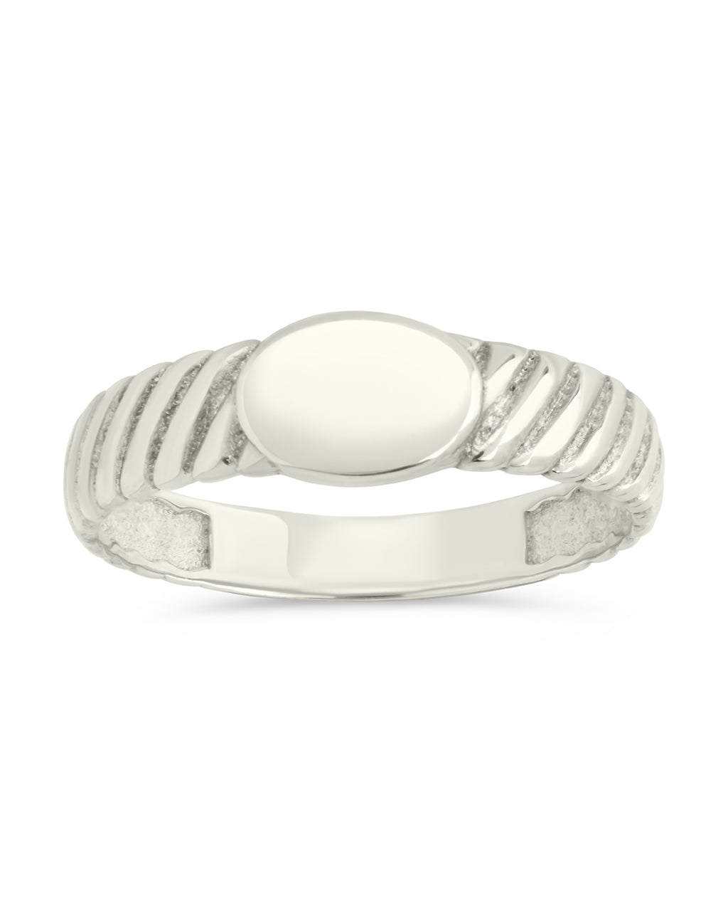Sterling Silver Dixie Ribbed Signet Ring - Sterling Forever
