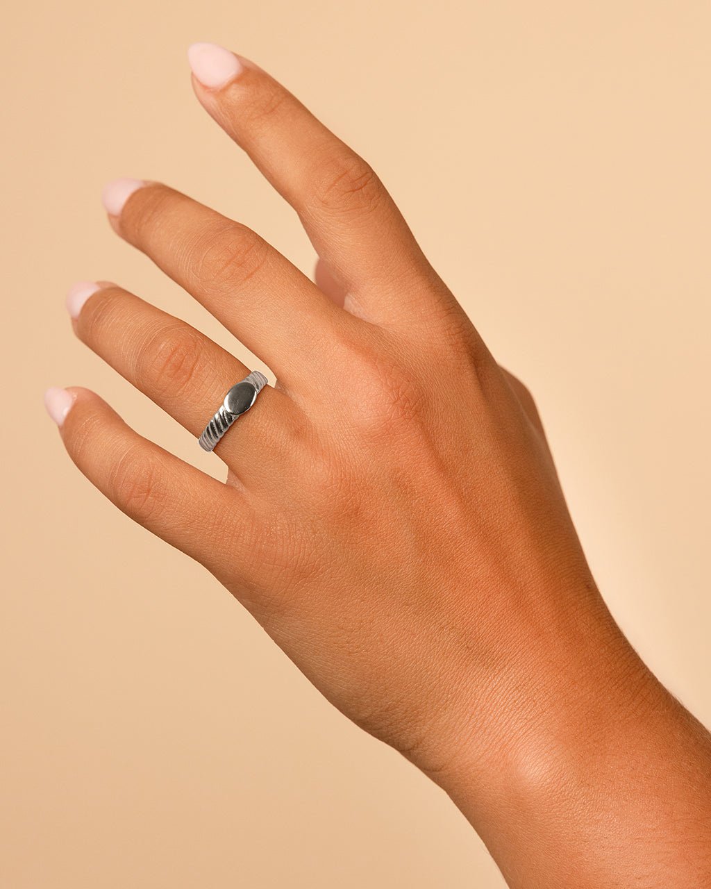 Sterling Silver Dixie Ribbed Signet Ring - Sterling Forever