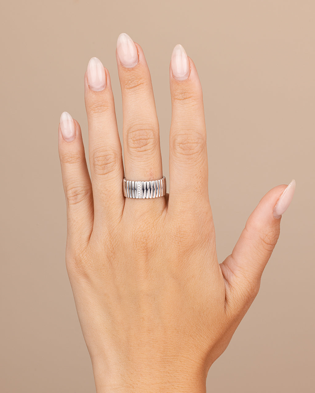 Sterling Silver Robyn Ribbed Band Ring