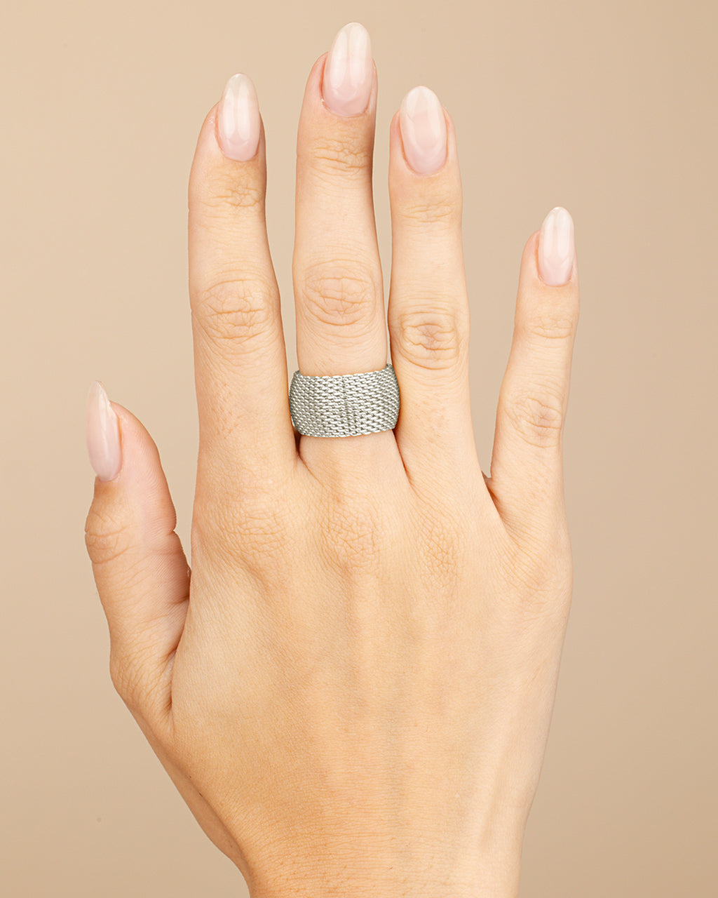 Sterling Silver Wide Mesh Ring