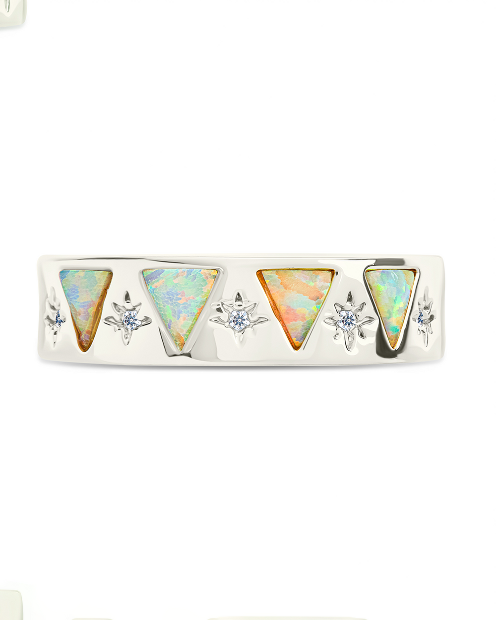 Sterling Silver Ashley Opal Trinity Band Ring
