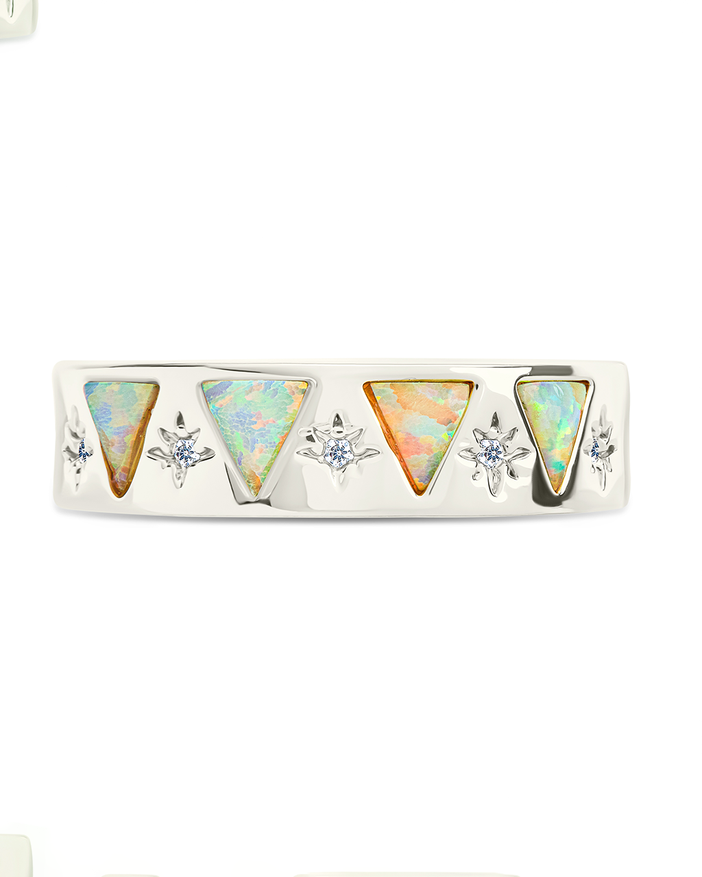 Sterling Silver Ashley Opal Trinity Band Ring