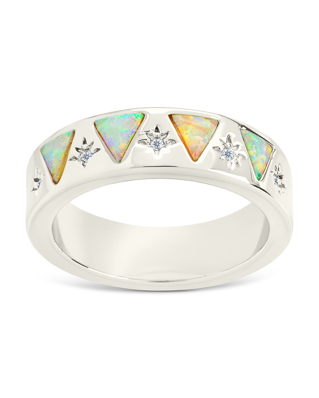 Sterling Silver Ashley Opal Trinity Band Ring