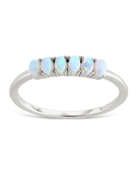 Sterling Silver Blue Opal Cluster Ring