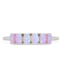 Sterling Silver Pink Opal Cluster Ring