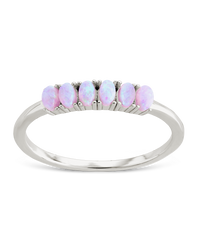 Sterling Silver Pink Opal Cluster Ring