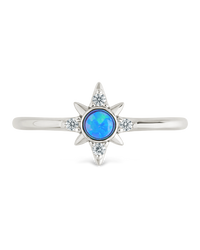Sterling Silver Blue Opal Sparkle Ring