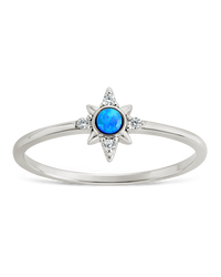 Sterling Silver Blue Opal Sparkle Ring