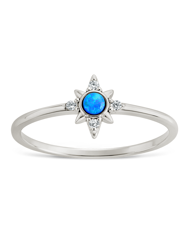 Sterling Silver Blue Opal Sparkle Ring