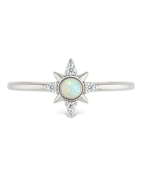 Sterling Silver White Opal Sparkle Ring