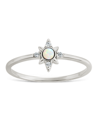 Sterling Silver White Opal Sparkle Ring