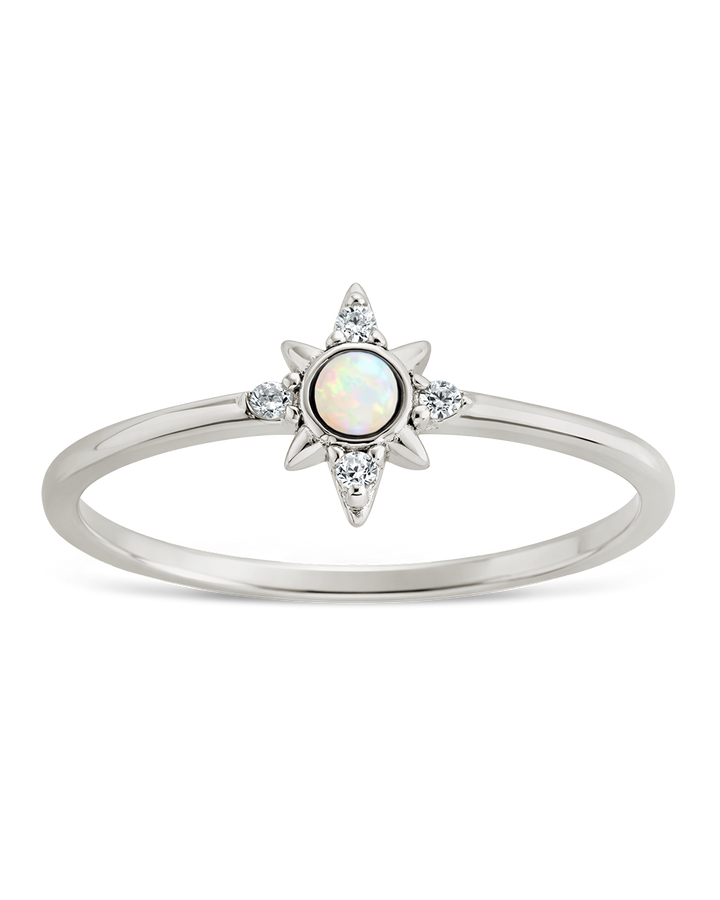 Sterling Silver White Opal Sparkle Ring
