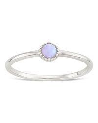 Sterling Silver Blue Opal Solitaire Ring
