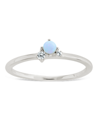 Sterling Silver Blue Opal Trio Ring