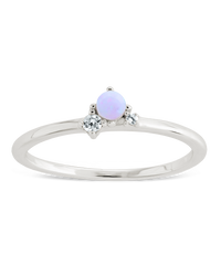 Sterling Silver Pink Opal Trio Ring