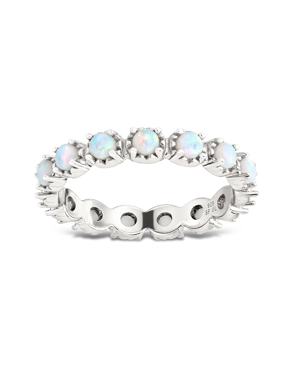 Sterling Silver White Opal Eternity Ring
