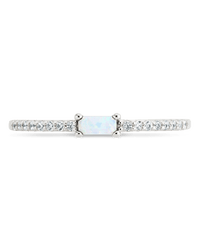 Sterling Silver Thin Opal CZ Stacking Birthstone Ring