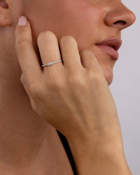 Sterling Silver Thin Opal CZ Stacking Birthstone Ring