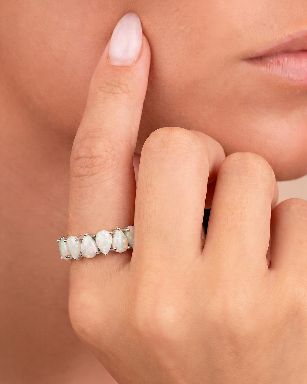 Sterling Silver Janis Opal Eternity Ring