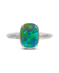 Sterling Silver Mini Green Opal Elongated Cushion Ring