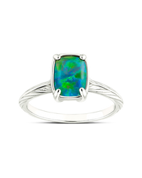 Sterling Silver Mini Green Opal Elongated Cushion Ring