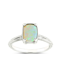 Sterling Silver Mini Champagne Fire Opal Elongated Cushion Ring