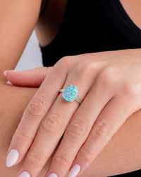 Sterling Silver Mini Icy Blue Opal Elongated Cushion Ring