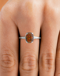 Sterling Silver Mini Brown Opal Elongated Cushion Ring