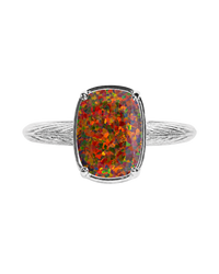 Sterling Silver Mini Brown Opal Elongated Cushion Ring