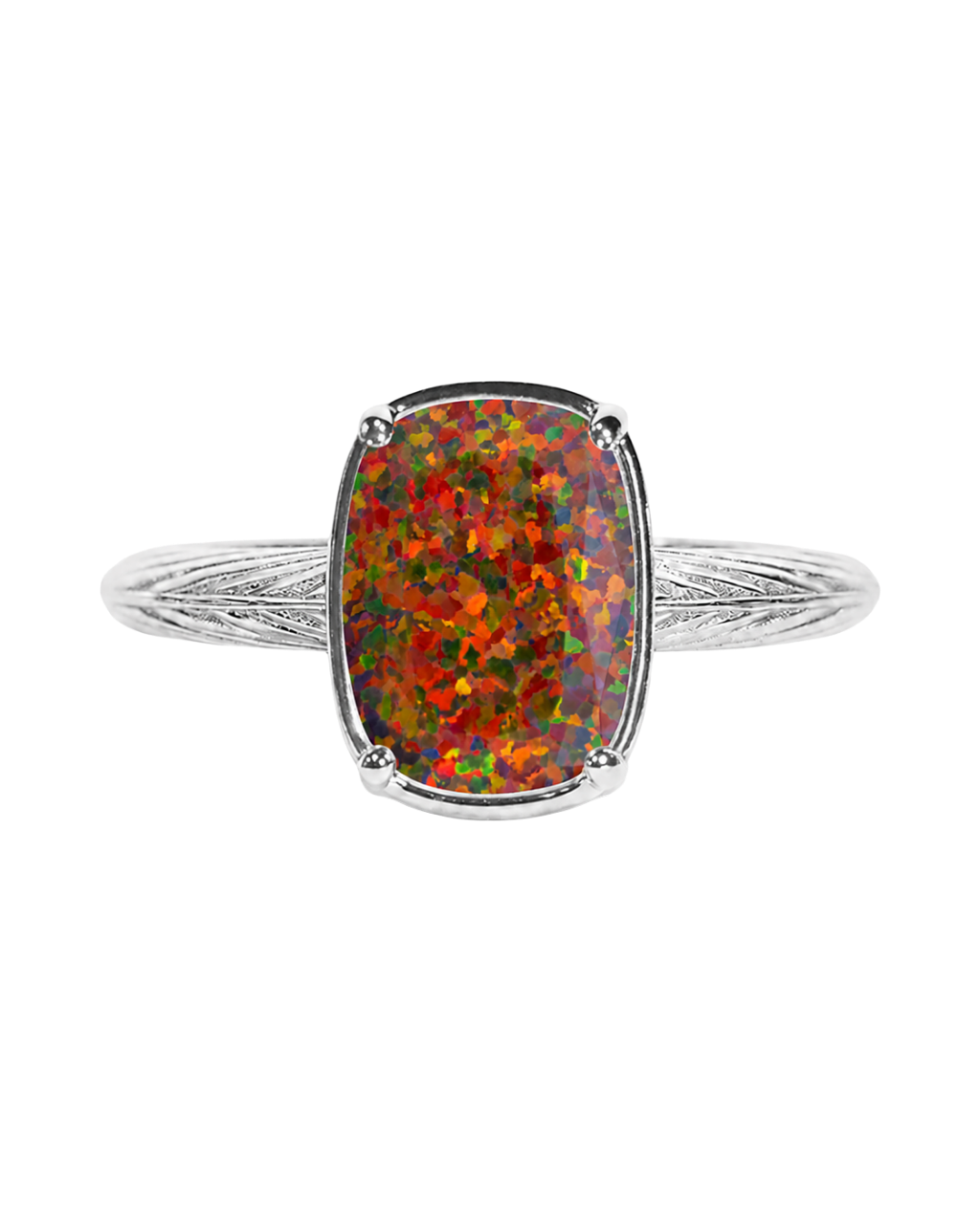 Sterling Silver Mini Brown Opal Elongated Cushion Ring