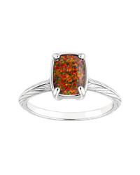 Sterling Silver Mini Brown Opal Elongated Cushion Ring