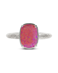 Sterling Silver Mini Plum Opal Elongated Cushion Ring