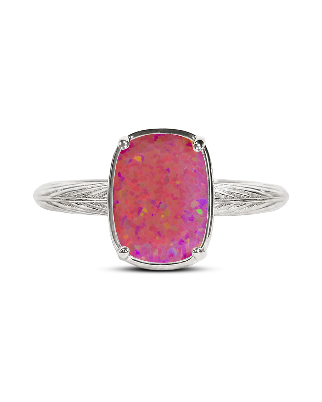 Sterling Silver Mini Plum Opal Elongated Cushion Ring