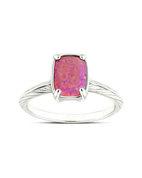 Sterling Silver Mini Plum Opal Elongated Cushion Ring