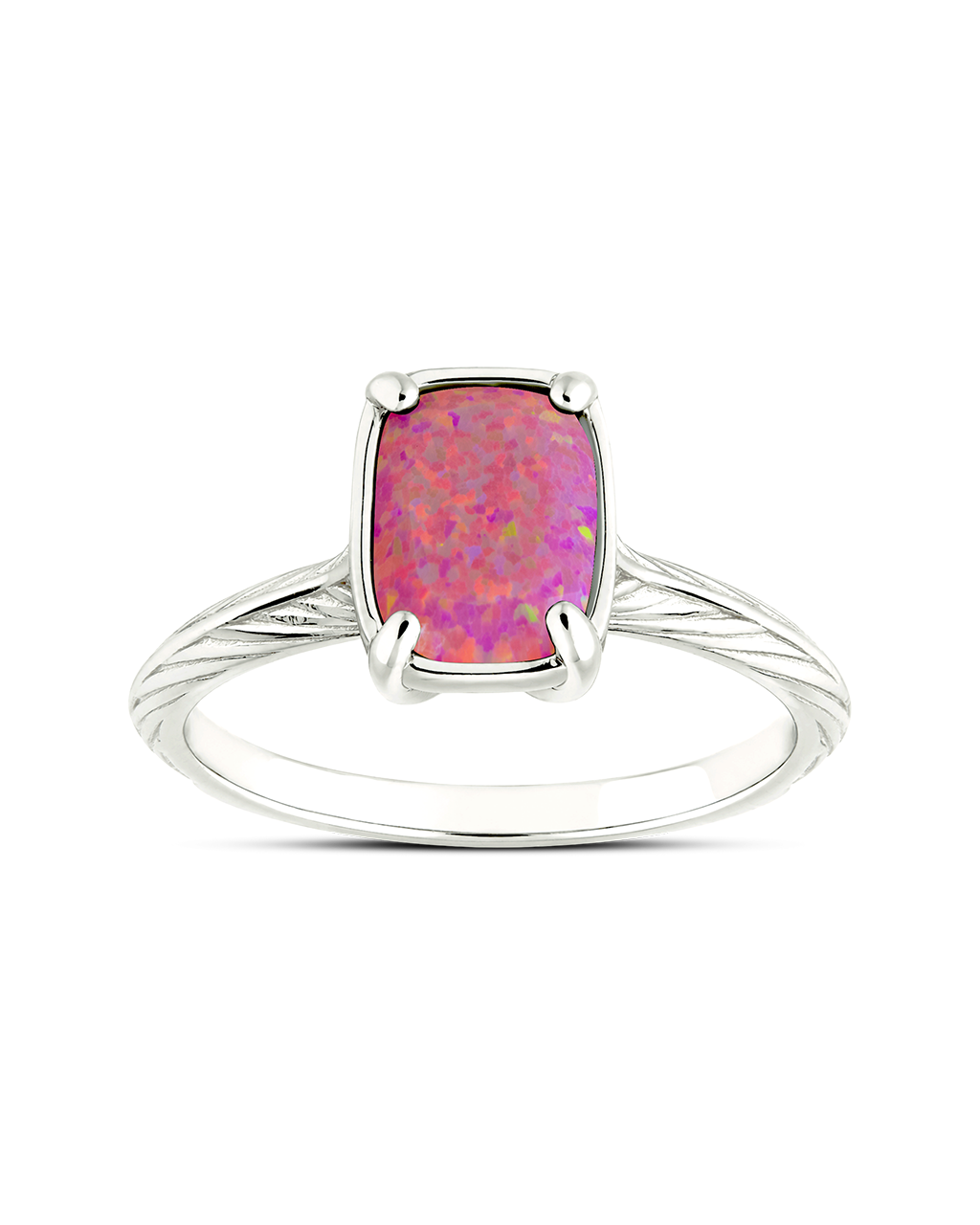Sterling Silver Mini Plum Opal Elongated Cushion Ring