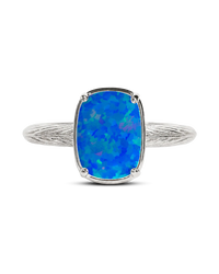 Sterling Silver Mini Cobalt Blue Opal Elongated Cushion Ring